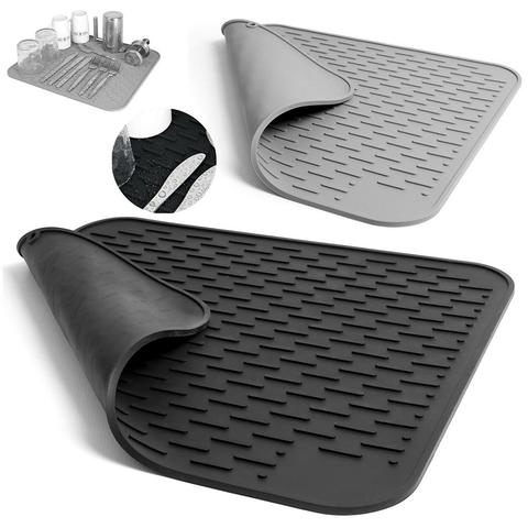 Tapis de séchage en Silicone 45x40cm, résistant à la chaleur, Non toxique, Anti-brûlure, tasse à vaisselle, tapis de drainage de Table, napperon enroulable pour la cuisine ► Photo 1/6