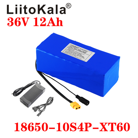 LiitoKala 36 V 12AH batterie de vélo électrique intégrée 20A BMS batterie au Lithium 36 volts avec 2A Charge Ebike batterie XT60 plcosse ► Photo 1/4