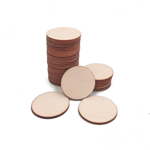 50 pcs pièces en bois blanc naturel tranche ronde disques en bois non finis pour artisanat centres de table en bois bricolage ornements de noël ► Photo 1/6