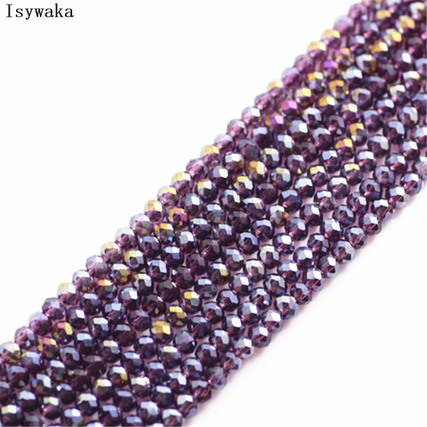 Isywaka – perles rondes en verre de cristal à facettes, couleur violet AB, pour la fabrication de bijoux, 1800 pièces de 2mm ► Photo 1/2