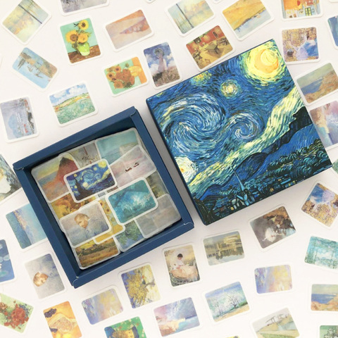 Étiquettes autocollantes Washi Van Gogh, étiquette Scrapbooking décorative ciel étoilé, papeterie pour Album pour journal intime, 200 pièces/paquet ► Photo 1/1