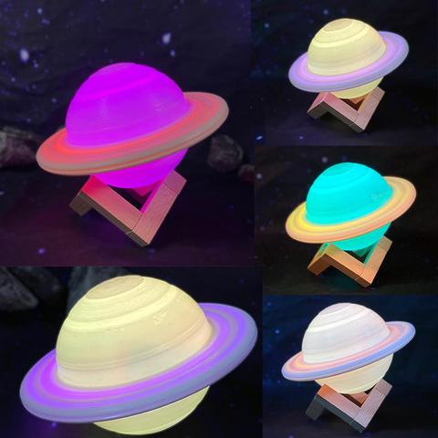 16 couleur 3D impression lampe à LED lune terre Jupiter USB Recharge télécommande maison chambre décor créatif humeur veilleuse coloré ► Photo 1/6