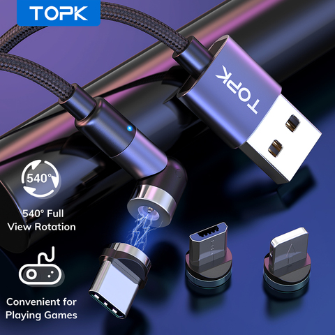 Câble de charge magnétique TOPK Micro USB Type C câble de charge magnétique pour iPhone Xiaomi Samsung chargeur de téléphone portable aimant cordon USB ► Photo 1/6