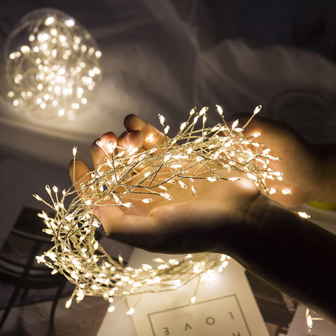 Guirlande lumineuse d'extérieur LED, lumière féerique avec des éclats de feu, 8 Modes, décoration pour arbre de noël, fêtes, jardin, USB/batterie, D30 ► Photo 1/6