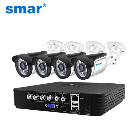 Smar CCTV 4CH 720 P/1080 P AHD Kit de caméra P2P HDMI H. 264 DVR système de Surveillance vidéo étanche Kit de caméra de sécurité extérieure ► Photo 1/6