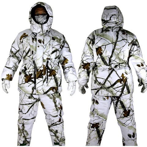 Hiver en plein air Bionic Camouflage vêtements chasse vêtements hiver polaire pêche chasse costumes Ghillie costume neige Camouflage manteau ► Photo 1/1