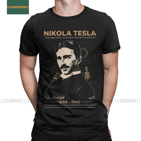 Nikola Tesla hommes T-Shirts scientifiques sujet inventeur physique Science T-Shirts à manches courtes 100% coton hauts fête ► Photo 1/6