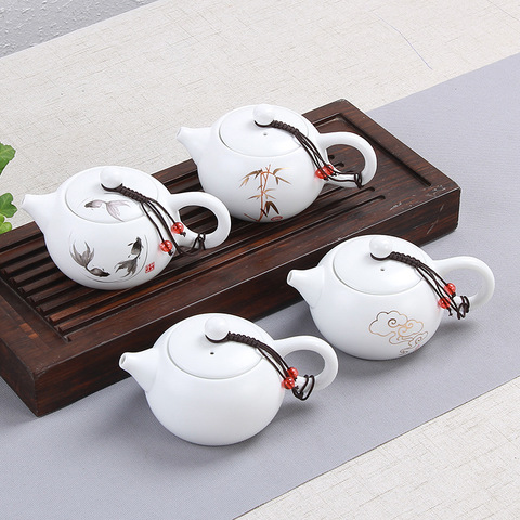 Théière en céramique blanche Matte, théière Kung Fu faite à la main, théière puer pour cérémonie du thé, 180ml ► Photo 1/5