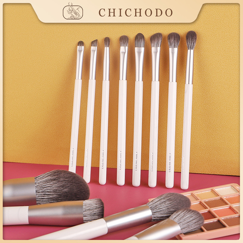 CHICHODO pinceau de maquillage-ensemble de pinceaux cosmétiques blanc ivoire-cheveux en fibres de laine à séchage rapide doux-outil de maquillage et stylos de beauté-pour débutant ► Photo 1/5