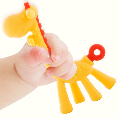 Anneau de dents en Silicone pour bébés, bricolage en forme de girafe, Animal sans BPA, chaîne pour nourrissons, cadeau de soins dentaires, jouets pour tout-petits ► Photo 1/6