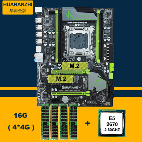 Bundle carte mère HUANAN ZHI remise X79 carte mère avec M.2 slot CPU Intel Xeon E5 2670 C2 2.6 ghz RAM (4*4g) 16g DDR3 RECC ► Photo 1/6