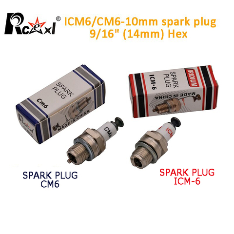 1 pièce Rcexl ICM6 CM6-10mm Iridium bougie d'allumage pour moteur à essence DLE20/20RA/30/RA/40/55/55RA/60 ► Photo 1/5