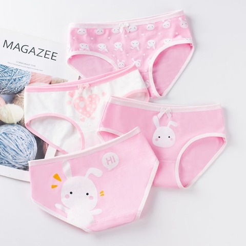 4 pc/lot culotte en coton pour enfant filles dessin animé sous-vêtements doux culottes enfants adolescents slips confortables caleçons ► Photo 1/1