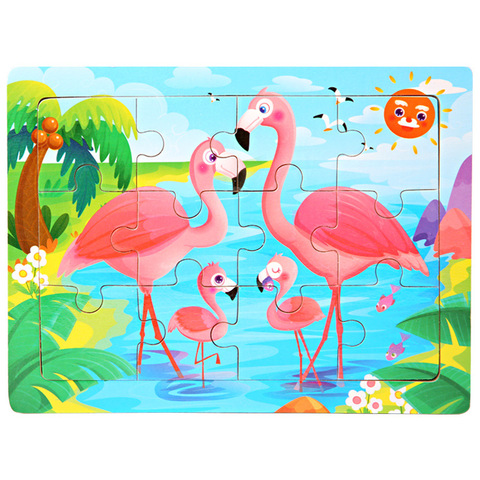 Mini Puzzle 3D en bois pour enfants, 15x10CM, dessin animé, Animal/circulation, jouet éducatif ► Photo 1/6