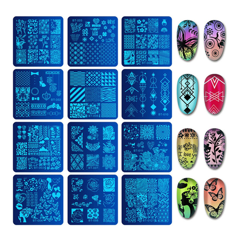 Biutee 6*6 cm carré ongles estampage plaques dentelle fleur Animal motif Nail Art timbre estampage modèle Image plaque pochoirs ► Photo 1/6