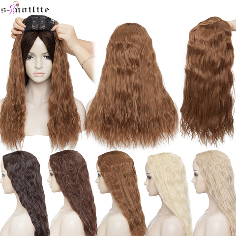 SNOILITE 20 ''eau vague pince en morceaux de cheveux noir brun longue vague de maïs synthétique cheveux pièces pour les femmes ► Photo 1/6