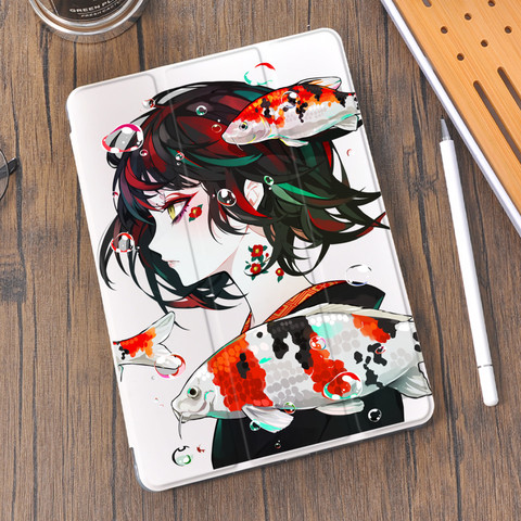 Anime Filles pour Étui iPad Air 4 Mini 5 Avec Porte-Crayon 10.2 8th 2022 7th 6th 12.9 Pro 11 2022 Air 2 Couverture 10.5 Air 3 Funda ► Photo 1/6