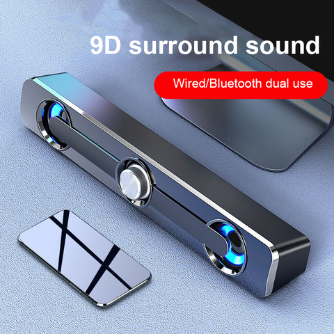 Filaire USB + sans fil Bluetooth ordinateur barre de haut-parleur stéréo Subwoofer basse haut-parleur Surround boîte de son pour PC portable téléphone TV tablette ► Photo 1/6