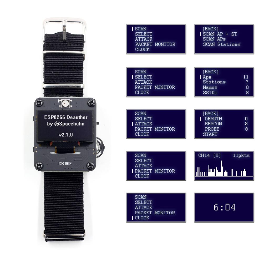 DSTIKE Deauther bracelet WiFi attaque/contrôle/outil de Test ESP-07 1.3O  LED 600mAh batterie RGB LED aucun PB ESP8266 carte de développement -  Historique des prix et avis, Vendeur AliExpress - Global-Purchase Store
