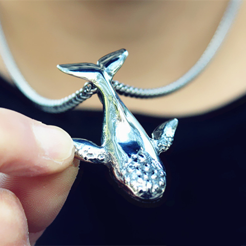 Grand pendentif en forme de baleine, fait à la main, rétro, beau, solide, tridimensionnel, bijoux pour hommes et femmes ► Photo 1/6