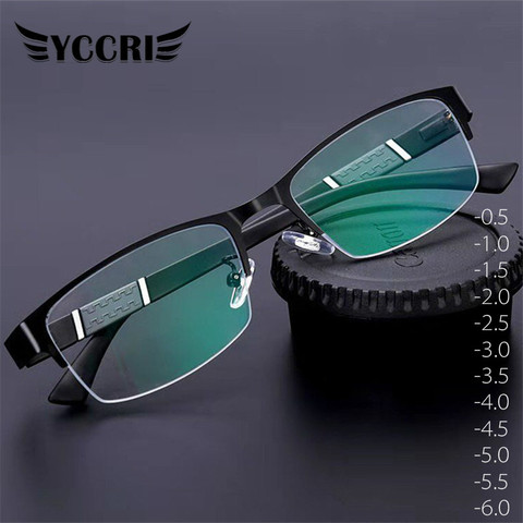 YCCRI 2022 nouvelle tendance lunettes de lecture myopie lunettes hommes haute qualité demi-cadre Diopters affaires bureau lunettes-0.5 à-6.0 ► Photo 1/6