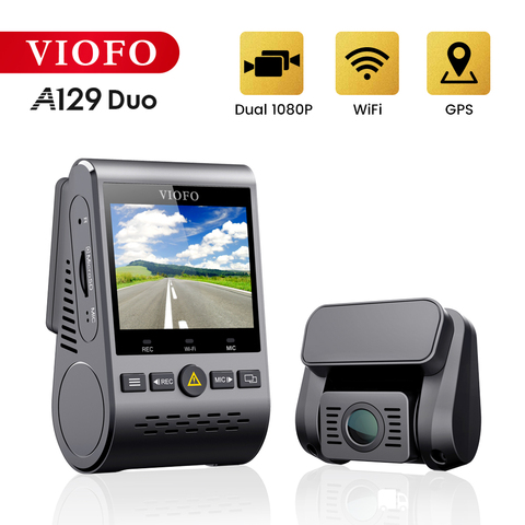 DVRS – caméra de tableau de bord avec vue arrière, enregistreur vidéo de voiture, Full HD, Vision nocturne, 2 caméras, avec capteur G, A129DUO, Dashcam ► Photo 1/6