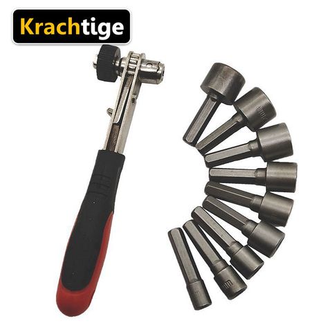 Tournevis électrique à tige hexagonale, 9 pièces, adaptateur de mèche, clé à douille, outil de vis 5 6 7 8 9 10 11 12 13mm + clé à cliquet 1/4 ► Photo 1/6