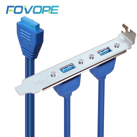 Connecteur de câble adaptateur de câble avec support de plaque de fente PCI 50cm, panneau arrière femelle vers la carte mère 2 Ports USB 3.0 ► Photo 1/6