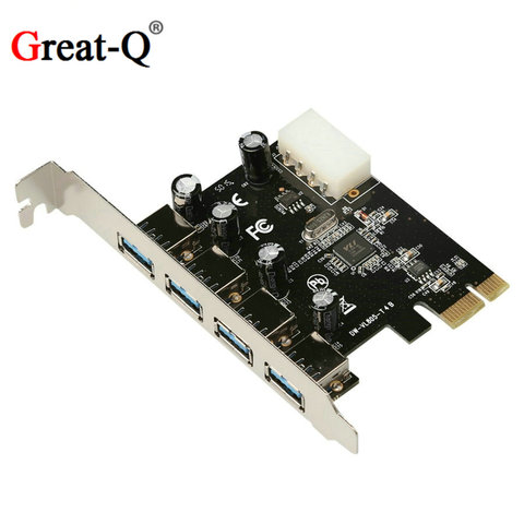 Carte d'extension PCIe USB 3.0 à 4 ports, adaptateur hub PCI express USB 3.0 avec alimentation IDE 4 broches ► Photo 1/4