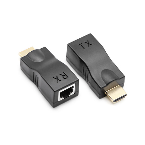 Extension vidéo HDMI-compatible avec RJ45 4K 3D HDTV 1.4 jusqu'à 30M d'extension vers RJ45 sur adaptateur réseau LAN Ethernet Cat 5E/6 ► Photo 1/6