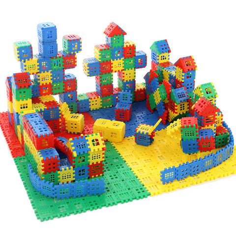 Blocs de construction 3D interconnectés en plastique de grande taille, jouets pour enfants, apprentissage coloré, bricolage, jeu de cerveau pour garçons, cadeau ► Photo 1/6