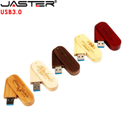 JASTER – clé USB 3.0 rotative en bois, support à mémoire de 4GB 16GB 32GB 64GB, lecteur Flash créatif avec logo personnalisé gratuit ► Photo 1/6