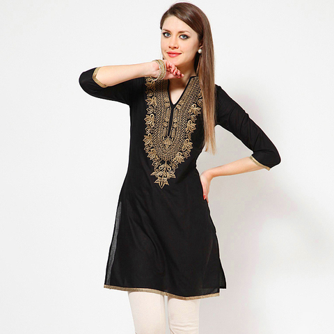 Blouse ethnique indienne, avec broderies, vêtements indiens, pakistanais Kurta Kurti ► Photo 1/5