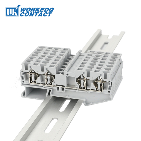 Borniers Din Rail, 10 pièces, connecteurs ST-4-QUATTRO, câblage électrique, Type de traction de retour, blocs de jonction à quatre conducteurs ► Photo 1/6