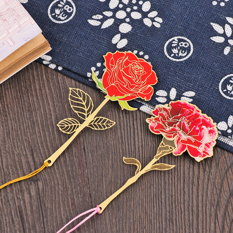 1Pc Style chinois métal creux peint signet Lotus Lotus feuille signet créatif papeterie Fine vacances cadeaux Art accessoires ► Photo 1/6