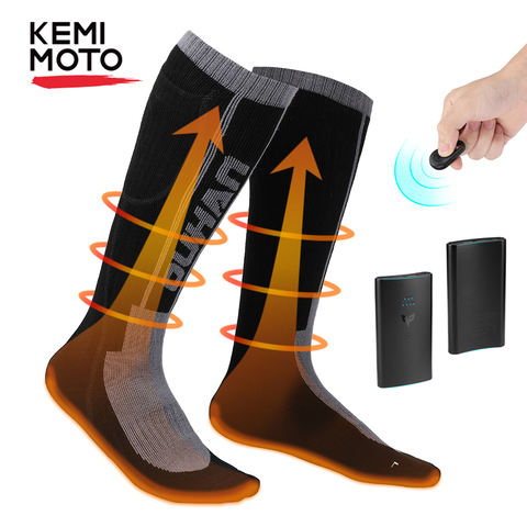 Chaussettes chauffantes hommes femmes pour moto télécommande électrique chauffage chaussettes Rechargeable batterie hiver thermique chaussettes extérieur ► Photo 1/6