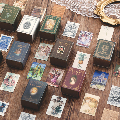 Timbres Vintage, série collection, 100 pièces, Mini cartes de vœux en papier Kraft, enveloppe de lettres, cartes LOMO, décoration, bricolage ► Photo 1/5