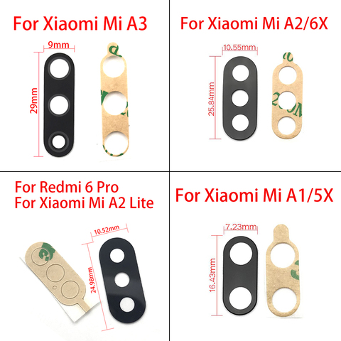 2 pièces/lot, couvercle d'objectif en verre de caméra arrière pour Xiaomi Mi A3 avec adhésif autocollant pour Xiaomi Mi A1 A2 Lite pièces de rechange ► Photo 1/6