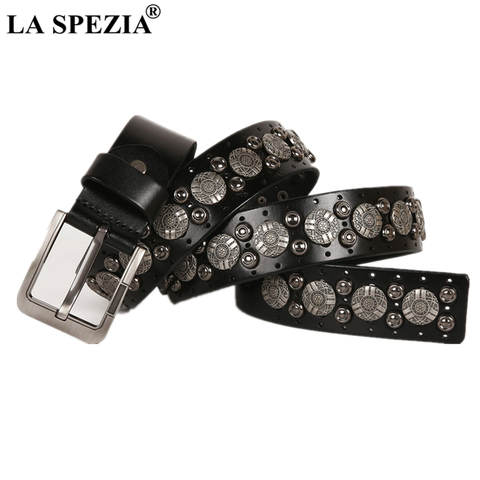 LA SPEZIA-ceintures de Rock pour hommes, en cuir véritable verni, Steampunk, accessoires à boucle, Rivet, noir ► Photo 1/6