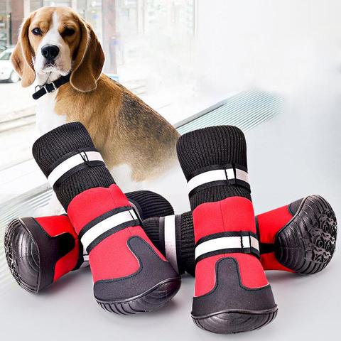 Chaussures pour chien taille haute Golden Retriever Samos Husky imperméable antidérapant hiver chien pieds grand chien coton bottes chaussures pour animaux de compagnie 4/Pcs ► Photo 1/6