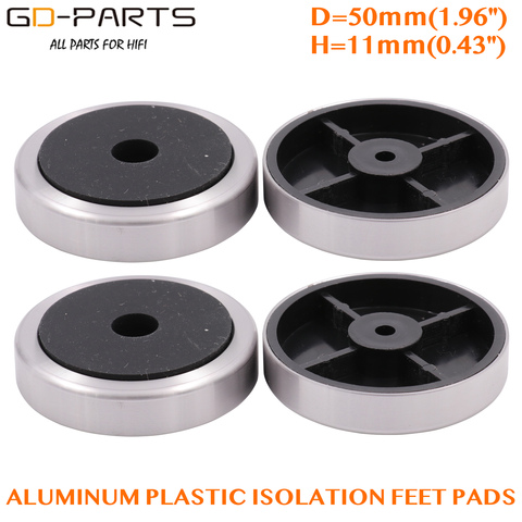 Pied d'amplificateur en plastique et aluminium, GD-PARTS 50x11mm, pied de haut-parleur pour ordinateur, CD et DVD, châssis, support d'isolation, tampons de Base, lot de 4 pièces ► Photo 1/5