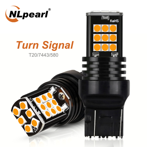 NLpearl 2x voiture Signal lampe 12V 7440 Led ampoule 24Led 3030SMD T20 7443 Led W21W W21/5W Auto clignotant lumière arrière arrière arrière lampes ► Photo 1/6