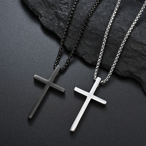 Philippiens – collier avec pendentif en croix pour homme, en acier inoxydable, Simple, inspirant, cadeau masculin ► Photo 1/6