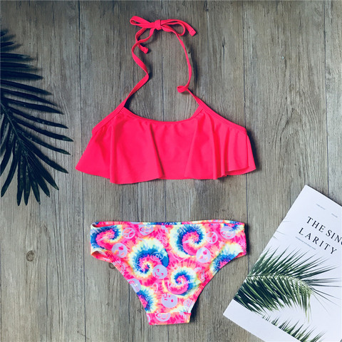 Maillot de bain imprimé Falbala pour enfants, ensemble Bikini pour filles de 5 à 12 ans, Bandage, vêtements de plage, nouvelle collection 2022 ► Photo 1/6