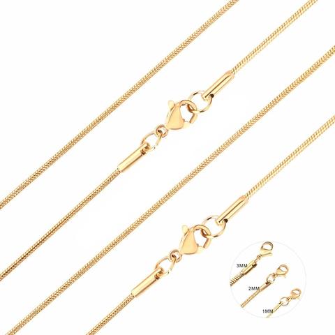 Luxkisskids – colliers ras du cou épais en acier inoxydable, couleur or, 1mm/2mm/3mm, serpent, chaînes Punk, pour la fabrication de bijoux, pour femmes et hommes ► Photo 1/6