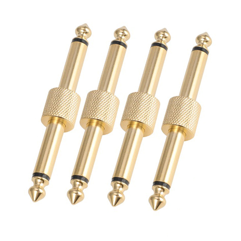 Connecteur d'adaptateur mâle à mâle pour effets de guitare, coupleur 1/4 po 6.35mm, câble de conversion à prise droite, 4 pièces ► Photo 1/6