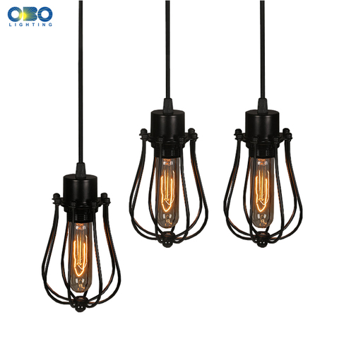 Lampes suspendues Vintage peintes en métal noir Simple, 1.2-1.5m, E27 110-240V, livraison gratuite ► Photo 1/6
