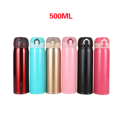 Thermos portables de 500ml pour bouteille d'eau chaude, flacons sous vide en acier inoxydable, tasses à café et à thé, bouilloire touristique, tasse Thermo avec couvercles ► Photo 1/6