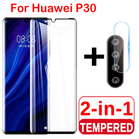 2 en 1 verre de protection pour Huawei P30 P30lite caméra protecteur d'écran verre trempé pour Huawei P20 lite P30 Pro lentille Film verre ► Photo 1/6
