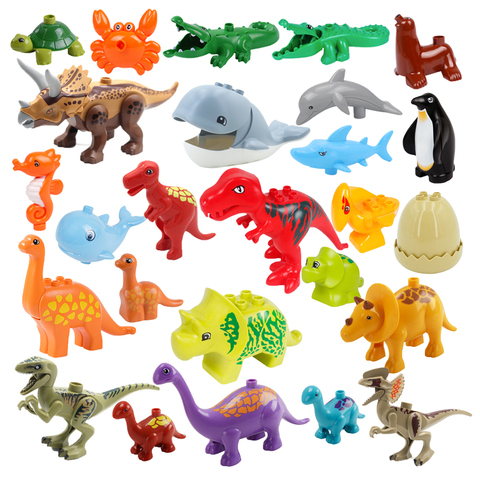 Grande taille blocs de construction accessoires requin pingouin baleine dinosaure Compatible Duplo animaux jouets éducatifs interactifs pour les enfants ► Photo 1/6